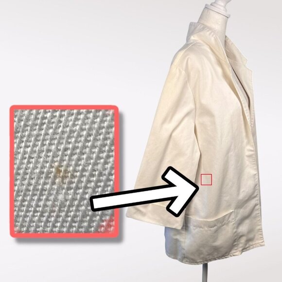 Vintage Open Front Jacket White 3/4 Sleeves Medium - Picture 10 of 11